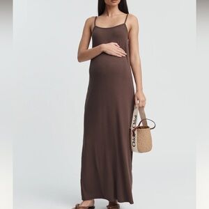 Brown maxi maternity dress